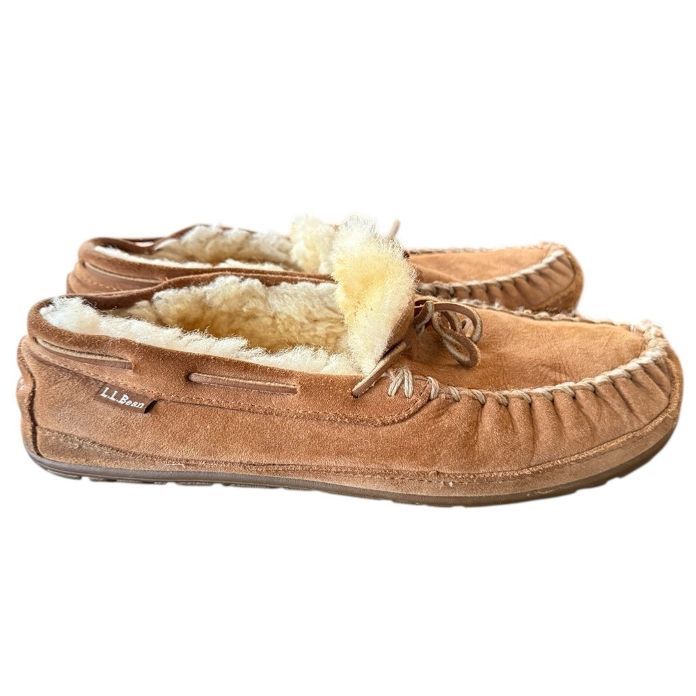 L.L. Bean Wicked Good Brown Suede Moccasin Slippers